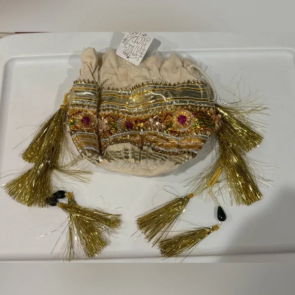 Free People Gold and Cream Embellished Clutch - Picture 3 of 5